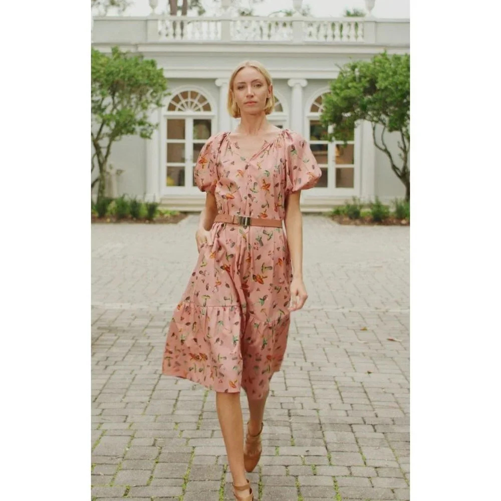 NWT Never a Wallflower Pink Mushroom Midi Dress $354